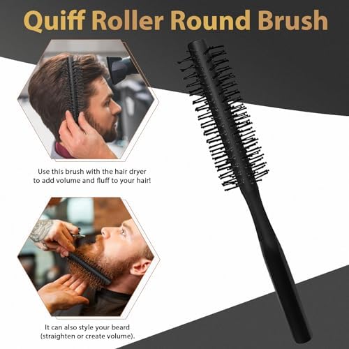 Hair Brush for Men, DUAIU 7Pcs Combs for Men, Hair Styling Comb Set with Vent Hair Brushes, Quiff Round Hair Brush, Wide Tooth Combs, Texture Comb for Blow Drying, Detangling, Grooming, Hairdressing