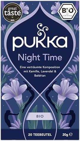Pukka Herbal Teas Night Time Organic Oat Flower Lavender and Lime Flower Tea, 20g 20 Count