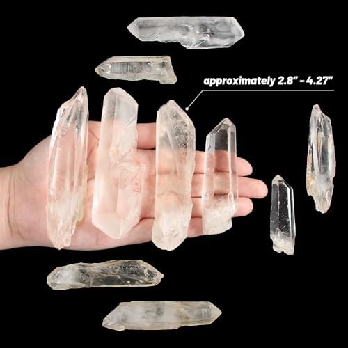 1.1lb Large Raw Clear Quartz Points, Bulk Natural Clear Quartz Crystals - Rough High Energy Quartz Crystal for Cabbing, Decoration, Polishing, Wire Wrapping, Wicca & Reiki Crystal Healing