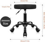 KKTONER Round Rolling Stool Height Adjustable Stool PU Leather Chair with Wheels Salon Spa Drafting stools Small (Black)
