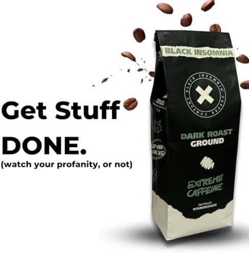 Black Insomnia Ground Coffee - The Strongest Coffee in the World - 1lb (Dark Roast, 1 Pound)