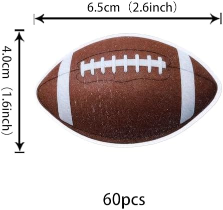 60 Pack Edible Rugby Ball Cupcake Toppers Wafer Paper Sports Balls Cupcake Picks Decoration for Rugby Sports Ball Theme Baby Shower Boys Girls Birthday Party Cake Decorations Supplies