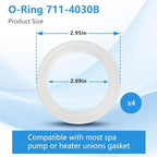 2 "Spa hot tub Heater Gasket Replacement for Balboa Gecko Spa Parts,Also Fit All Standard 2" Spa Heater Assemblies Unions Oring 711-4030B (Set of 4)