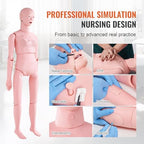 VEVOR Nursing Training Manikin, Female Life Size Demonstration Human Manikin for Nursing Training, Multifunctional Education Teaching Model Supplies, PVC Anatomical Mannequin Body Care Simulator Model
