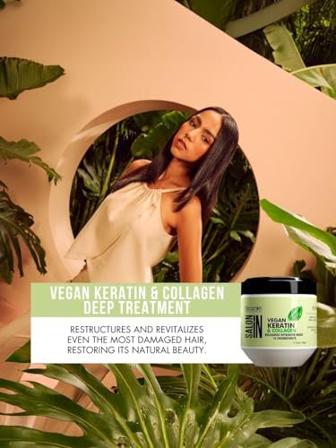 Salon In by Recamier - Vegan Keratin Hair Treatment Mask | Vegan Keratin & Collagen Hair Recharge Intensive Mask | Cruelty-Free | 17.6 oz / 500 g