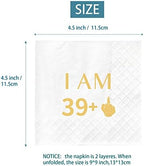 Joyiou “I AM 39+1” Cocktail Napkins, 50 Pcs Happy 40th Birthday Decorations for Men and Women, 40 Years Old Birthday Party Gift Favor Supplies (4.5 x 4.5 In, 50-Pack)