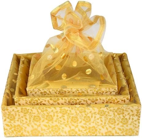 IGH Handmade Dry Fruit Gift Hamper Basket Set - Gourmet Packing for Weddings, Festivals, and Thoughtful Return Gifts (Yellow)
