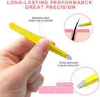Eyebrows Tweezers Set, 4Pcs Stainless Steel Tweezers for Women with Travel Case, Great Precision for Ingrown Hair, Facial Hair and Splinter Removal