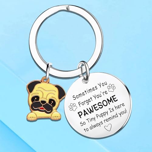 malyunin Emotional Support Pug Dog Gifts For Women Men Positive Pug Keychain Gifts For Pugs Lovers Dog Mom Dogs Dad Christmas Birthday Gift For Dogs Lovers