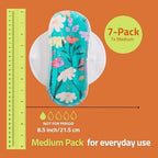 Non-Slip (Premium) Reusable Organic Panty Liners for Women & Teens (MEDIUM 7-Pack) – Breathable High-Temp Washable Viscose Cloth Panty Liners for Vaginal Discharge – Keep You Fresh & Dry for Daily Use