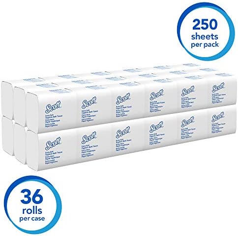 Scott Professional Hygienic High-Capacity Folded Tissue (48280), 2-Ply, White, Single Pull, (250 Sheets/Pack, 36 Packs/Case, 9000 Sheets/Case)
