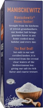 Manischewitz Natural Kosher Salt (4lb Box) | EZ-Pour Spout | 100% Coarse Sea Salt from Sicily Italy | Iodine Free | No Additives or Fillers | Salt Grinder Refill | 25% more than 3lb box