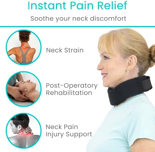 Vive Neck Brace Cervical Collar - Soft Foam for Neck Pain, Sleeping, Support for Women & Men - Universal Size Orthopedic Collar for Stiff & Pinched Nerve - Adjustable Wrap, Chin Contour (2.5")
