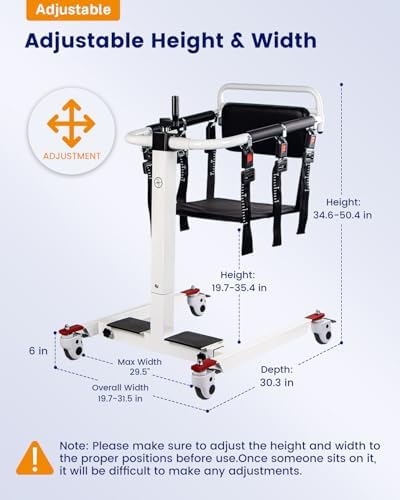 Patient Lift Transfer Chair, Transfer Chairs for Seniors, Lift Assit Chair for Elderly and Disabled, Transfer Wheelchair to Car Device, Sit to Stand Lift Aid, Lift for Home Use