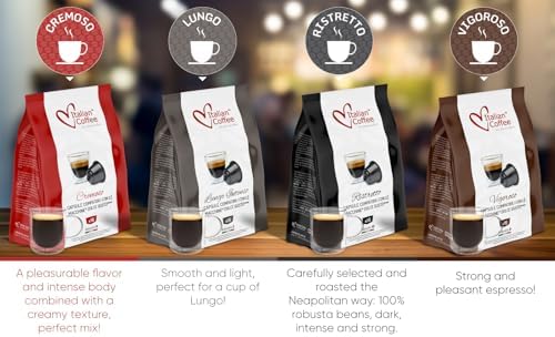 Italian Coffee for Espresso Lovers capsules compatible with Dolce Gusto machines (Espresso Sampler with 4 blends, 1 Count (pack of 64))