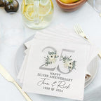 LullabyMall Luxury Custom Pack 15pcs Happy Anniversary Napkins, 25th, 30th, 50th, 60th Anniversary Napkins, White, 2-Ply Paper, DS 2, 1 Count