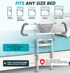 Foldable Bed Rails for Elderly Adults Safety - Bed Side Assist Rail for Seniors with Extendable Guard Rails & Storage Bag, Adjustable Height Bedrails for Queen King Full Size Bed