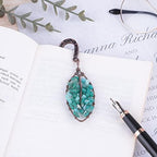 Handmade Tumbled Gemstones Antique Copper Metal Bookmark Chakra Healing Crystals Tree of Life Charm, Amazonite