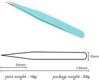 MAXLEAF 2pcs Stainless Tweezers Straight Curved Tweezers for Stickers Eyelash Extensions Precision Electronics Nail Rhinestone Jewelry, Scrapbooking Tools (Green)