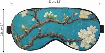 Van Gogh Famous Painting Sleep Eye Mask Blossom Almond Men Women Sleep Mask with Adjustable Strap Eye Cover Eye Shade for Travel, Nap,Meditation