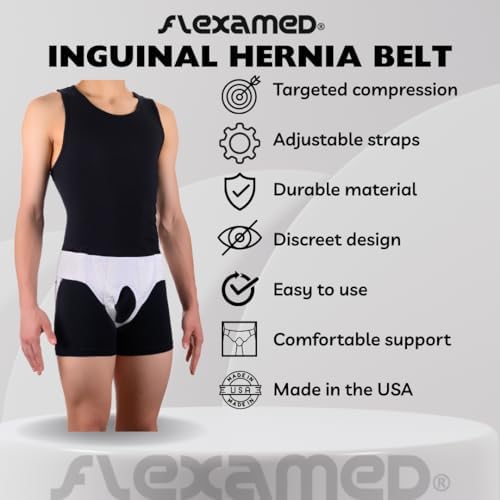 FlexaMed Right Side Inguinal Groin Hernia Truss with Compression Pad - Medium