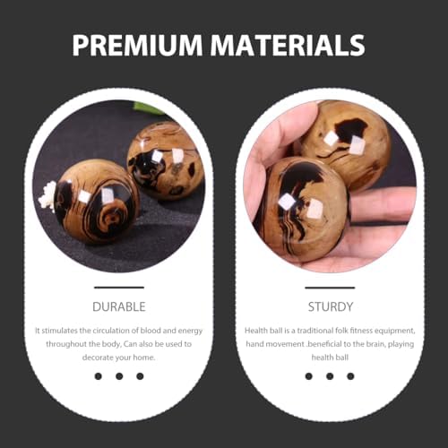 2Pcs Health Exercise Jade Ball for Elderly Black Massage Hand Balls for Relief and Finger Relaxation Traditional Baoding Tool for Home Use