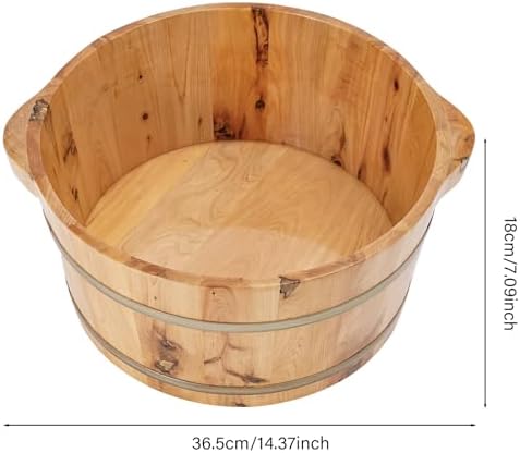Wood Foot Bath Bucket with Massage Roller & Lid,Wooden Foot Soaking Tub for Relaxation and Spa,Therapeutic Foot Soaker for Foot Care & Massage