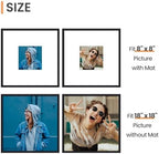 upsimples 18x18 Picture Frame, Display Pictures 8x8 with Mat or 18 x 18 Without, Wall Hanging Square Frames, Black, 1 Pack