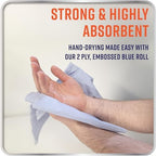 McKLords Commercial - Blue Centrefeed Roll - Recycled 2 Ply, 400 Sheets, Pack of 6 Laminated & Embossed, Strong & Absorbent, Ideal for Industrial & Kitchen Use