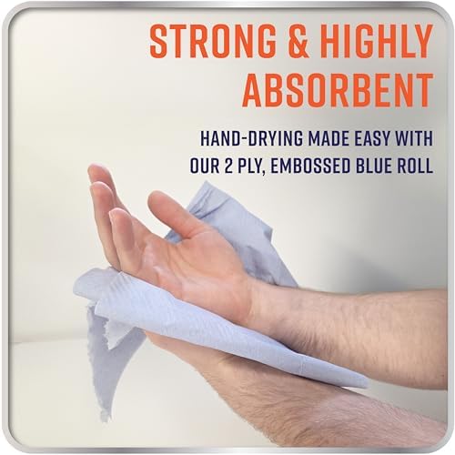 McKLords Commercial - Blue Centrefeed Roll - Recycled 2 Ply, 400 Sheets, Pack of 6 Laminated & Embossed, Strong & Absorbent, Ideal for Industrial & Kitchen Use