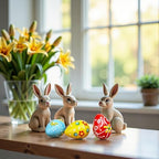 QFkris 2" Blown Glass Easter Eggs Decor Figurines Set of 3 Solid Crystal Blessings Paperweight Easter Egg for Office Desk Tabletop Decoration