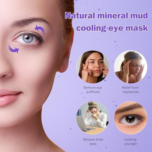 LEOSTEP 2 PCS Cooling Gel Eye Mask Reusable Cold Eye Mask, Frozen Eye Compress Ice Pack, No Freeze, Cool Relaxation, Comfort Snug Fit, Eye Cover Ice Mask with Mineral Mud for Office, Home