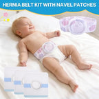 Baby Umbilical Hernia Belt, Baby Belly Band Kit with 4 Compression Pads & 3 Navel Patches, Newborn Belly Button Band, Infant Abdominal Binder, Umbilical Cord Cover for Newborn