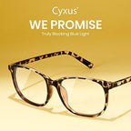 Cyxus Blue Light Blocking Glasses Women Men Computer Gaming Square Glasses UV400 Protection Anti Eyestrain