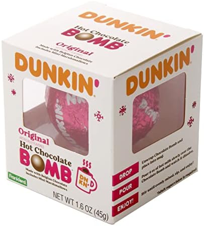 Dunkin' Original Hot Chocolate Bomb, Melting Belgian Milk Chocolate Ball Filled with Mini Marshmallows, Hot Cocoa Treat, 1.6 ounce by Frankford Candy