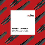 Rubis Classic Techno Stainless Steel Tweezers for Precise Eyebrows and Hair Removal Slanted Polymer Tips, 1KS104, Black,Rubis Switzerland Swiss Made World Renowned Precision