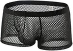 BaronHong Men's Mesh Sexy Boxer Briefs Breathable Underwear Low Rise Bulge Pouch Underwear