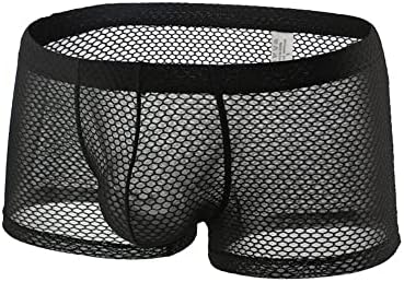 BaronHong Men's Mesh Sexy Boxer Briefs Breathable Underwear Low Rise Bulge Pouch Underwear