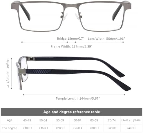DOOViC 3 Pack Reading Glasses Men, Blue Light Blocking Reading Glasses, Stylish Metal Lightweight Computer Readers for Mens