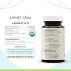 Devil's Claw USDA Organic 60 Capsules | Natural Herbal Supplement | Certified Organic Vegetarian Capsules and Organic Devil's Claw (Harpagophytum procumbens) Dried Root (60 Capsules)