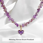 GolbalJew Healing Crystal Beaded Necklace Stone Chips Beads Heart Pendant Choker Necklaces for Women Gemstone Jewelry Gifts