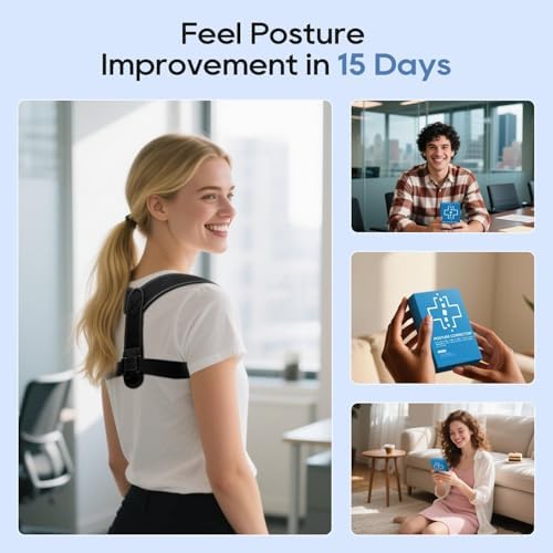Posture Corrector for Women and Men, Adjustable Upper & Mid Back Brace for Neck, Shoulder & Back Support, Breathable Back Straightener for Pain Relief and Better Posture