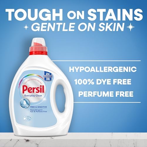 Persil Free & Sensitive Laundry Detergent Liquid, 82.5 Fl Oz, 110 Loads, Ultra Concentrated Laundry Soap, Unscented & Hypoallergenic for Sensitive Skin, All Water Temperatures, HE Safe