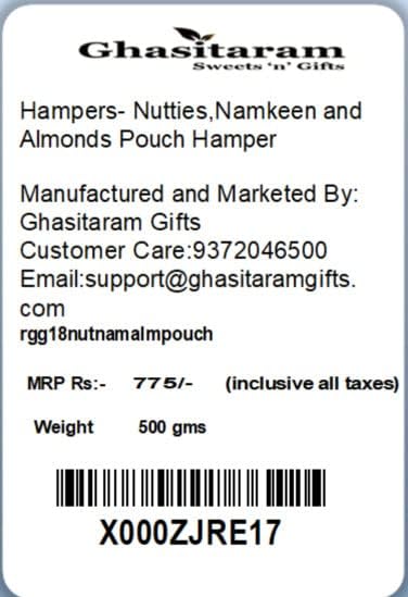 Ghasitaram Gifts Diwali Gifts Hamper - Nutties, Namkeen and Almonds Pouch Hamper
