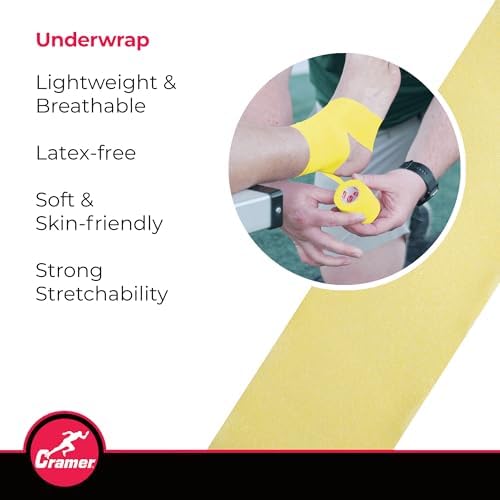 Cramer Tape Underwrap, Bulk Case of 48, Bright Yellow Rolls, Non-Latex Sports Prewrap to Protect Skin, Use Under Athletic Tape for Taping, Secure Pads & Ice Packs, 2.75" x 30 Yards