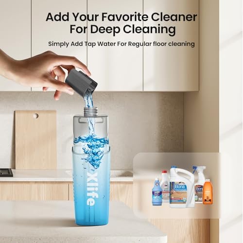Spray Mops for Floor Cleaning with 3pcs Washable Pads, Xlife Wet Dry Mop for Kitchen Wood Hardwood Laminate Ceramic Tiles Floor Dust Cleaning-Red (No Cleaner)