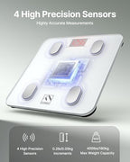 FITINDEX Smart Scale for Body Weight, FSA&HSA Eligible, Scale with BMI, Body Fat, Muscle Mass, Bluetooth,13 Body Composition Analyzer, Sync APP, Digital Bathroom, 400lb, White