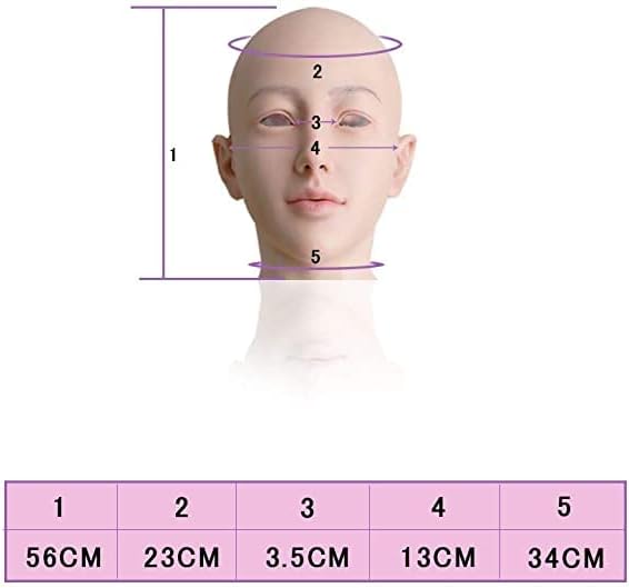 Minaky Soft Silicone Realistic Female Head Mask Hand-made Face for Crossdresser Transgender Costumes Disguise 3G（No.2）