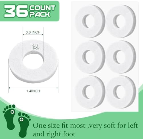 Nuanchu 36 Pcs Callus Cushions Callus Pads for Bottom of Foot Round Corn Cushions Pads for Feet Soft Adhesive Felt Corn for Ball and Side of Foot, Pain Relief from Shoe