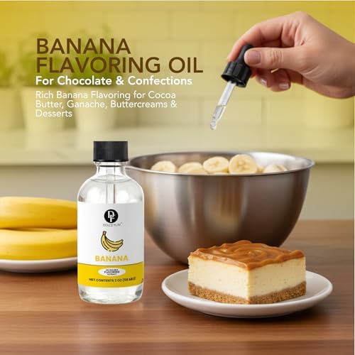 Dolce Flav Natural Banana Extract – 2 oz Water-Soluble Pure Banana Flavoring Drops for Baking, Smoothies & Desserts | Sugar Free, Allergen Free, Kosher | Made in USA